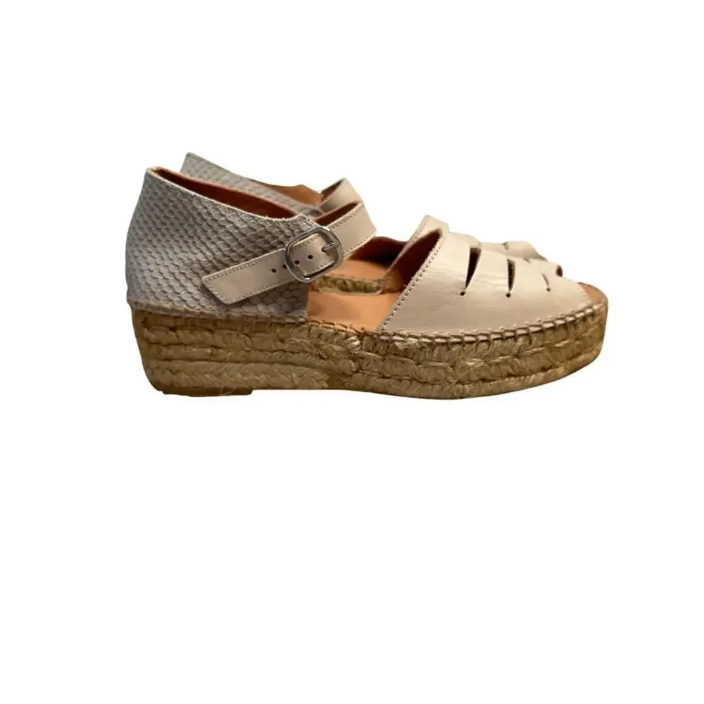 NAGUISA Silencio Platform Espadrille Sandals Anthropologie Ecru Size 36 US 6